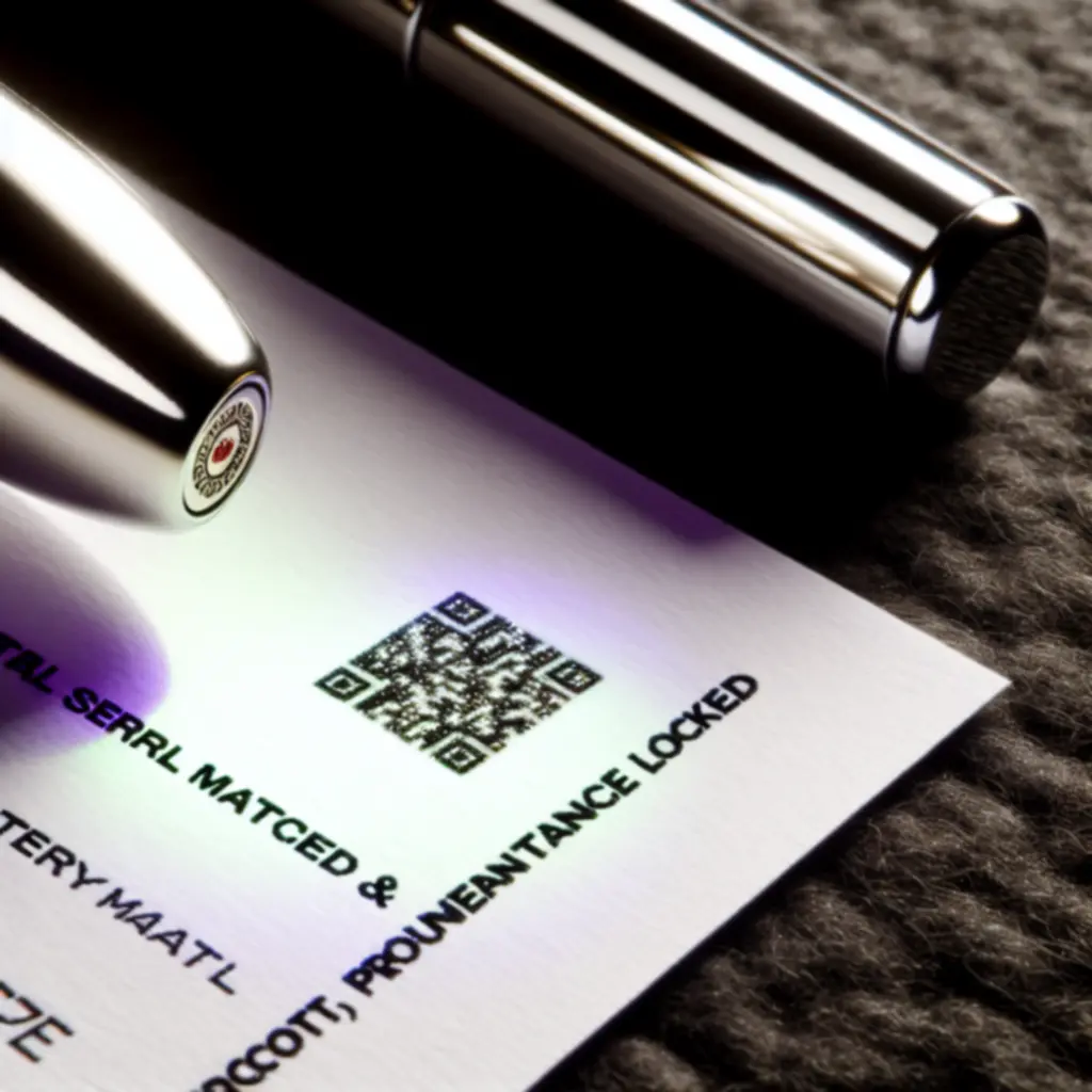 Certyfikat autentyczności z hologramem i numerem seryjnym