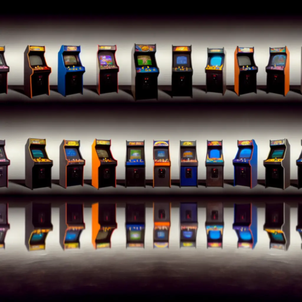 Odrestaurowany automat arcade Pac-Man z neonowym marqueem