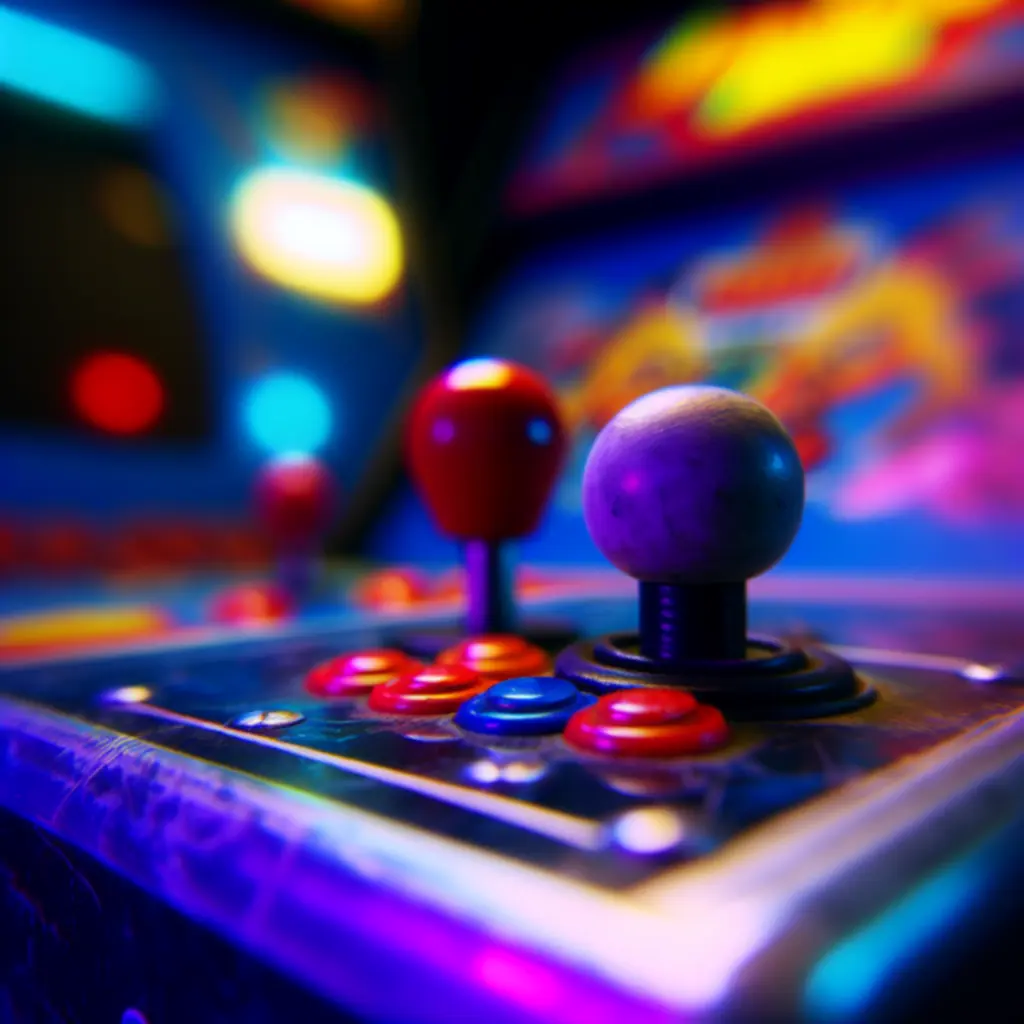 Zbliżenie na joystick klasycznego automatu