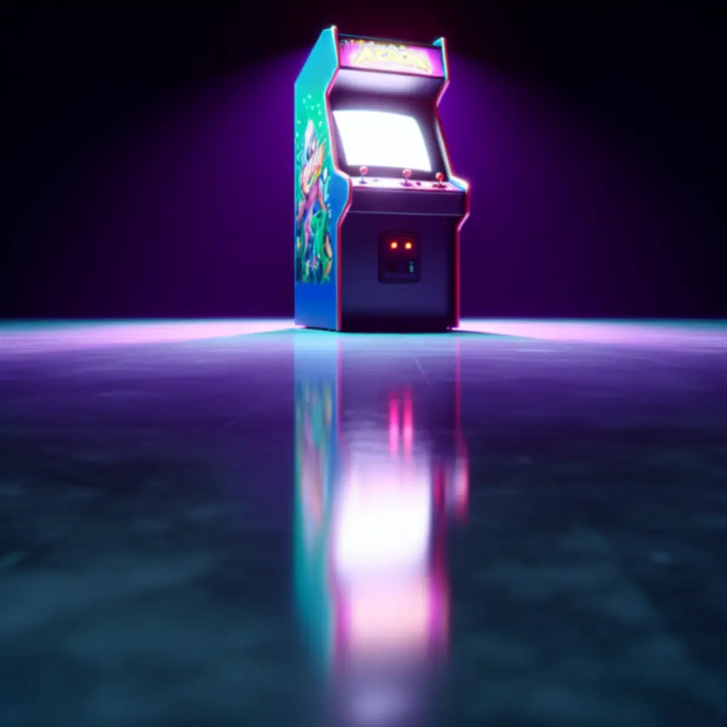 Zbliżenie na detale oryginalnego cabinetu, pokazujące perfekcyjny stan grafiki bocznej i neonów