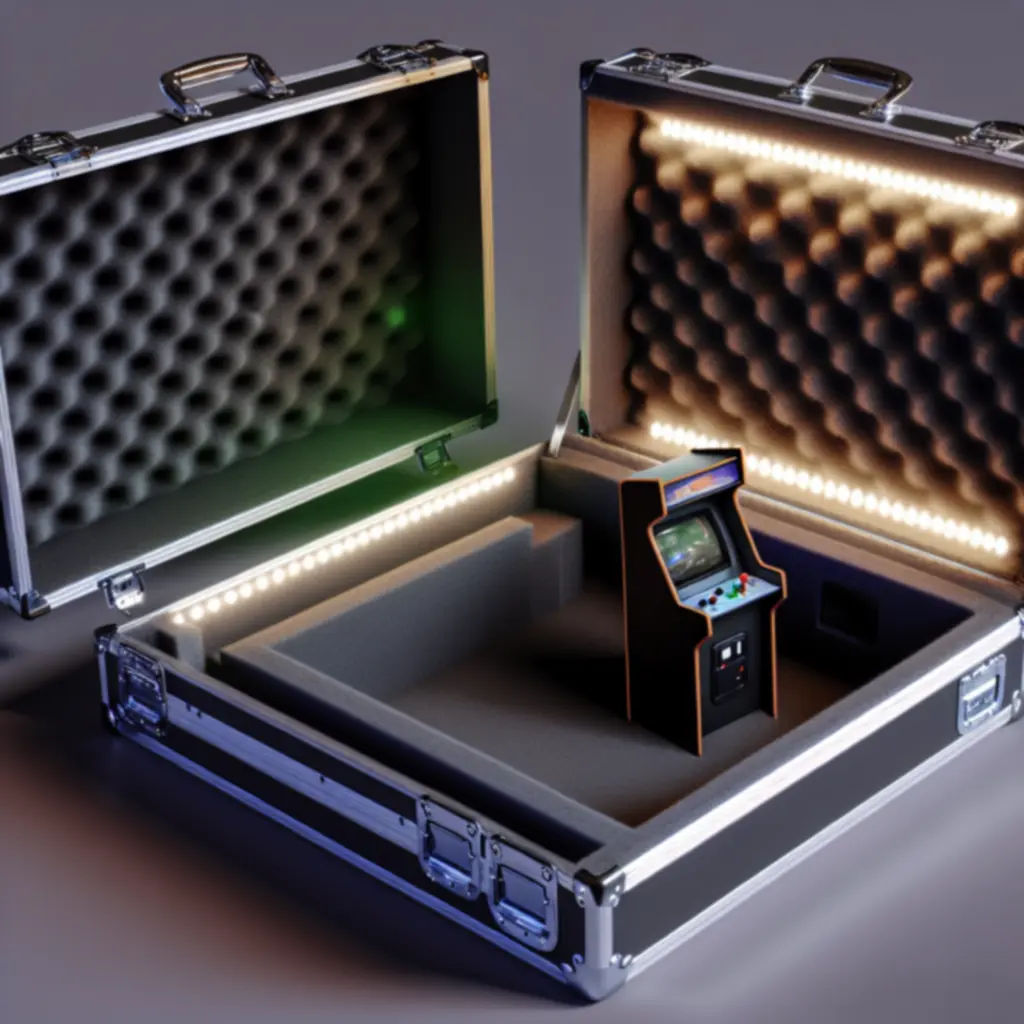 Przekrój pokazujący wnętrze walizki lotniczej z amortyzowanymi ścianami